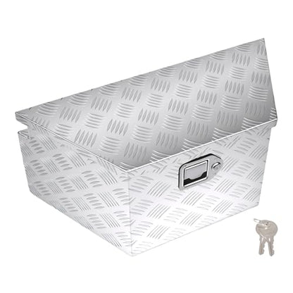 27" x 13" x 13" Trailer Tongue Tool Box Heavy Duty Aluminum with Latch and Keys Trailer Toolbox Organizer Truck Underbody Box Compatible with Pick Up Truck Bed RV Trailer ATV Silver