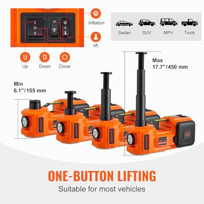 Electric Car Jack 5 Ton with Electric Impact Wrench & Inflator Pump