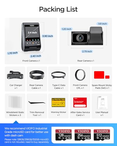 A329S 4K 60FPS Dash Cam Front and Rear