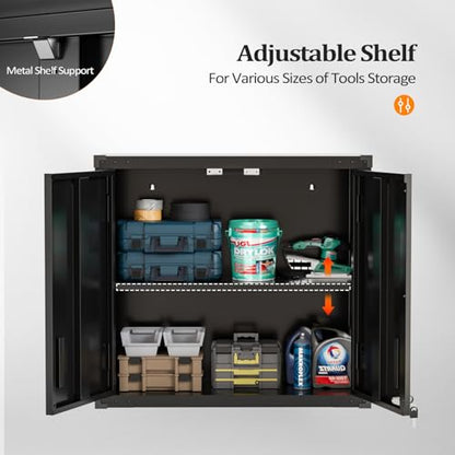 Garage Wall Cabinet with Locking Doors and Adjustable Shelf