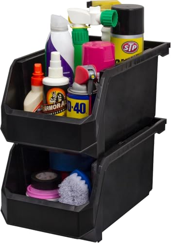 Akro Mils ReadySpace Large Stackable Plastic Storage Bins (6 Count)