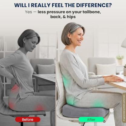 Seat Cushion Memory Foam Chair Cushion for Tailbone Pain Relief