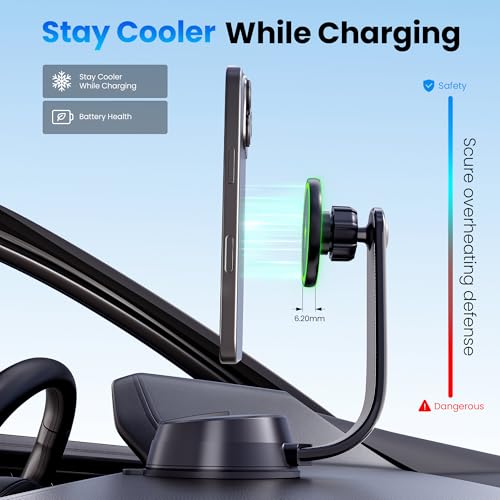 Upgrade [Qi2 Certified] 15W for MagSafe Wireless Car Charger Mount