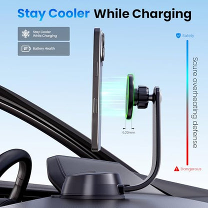 Upgrade [Qi2 Certified] 15W for MagSafe Wireless Car Charger Mount