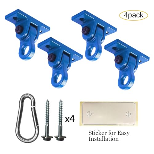 Heavy Duty Blue Swing Hangers Screws Bolts Included Over 5000 lb Capacity Playground Porch Yoga Seat Trapeze Wooden Sets Indoor Outdoor (4 Count)