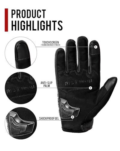 Motorcycle Gloves Motorbike Glove for Men Women Full Finger Knuckle Protection Touch Screen Cycling ATV Hiking Riding