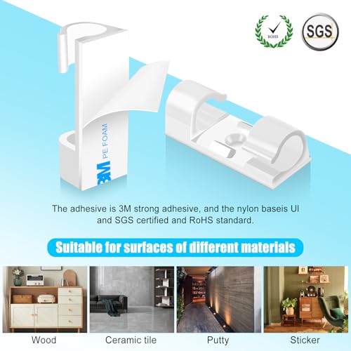 35pcs Large Self Adhesive Cable Clips White (35 Count)
