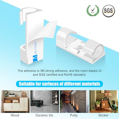35pcs Large Self Adhesive Cable Clips White (35 Count)