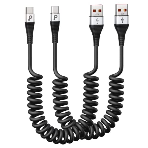 USB Type C Cable Fast Charging 2Pack 5ft Coiled USB A to USB C Charge Cable (2 count)