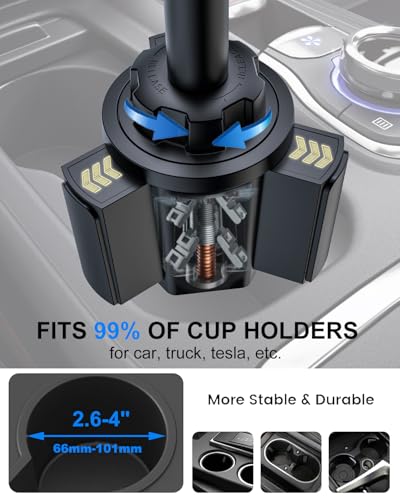 Heighten Tablet Cup Holder Mount [Super Durable] Heavy Duty Metal Cup Holder Tablet Mount for Car