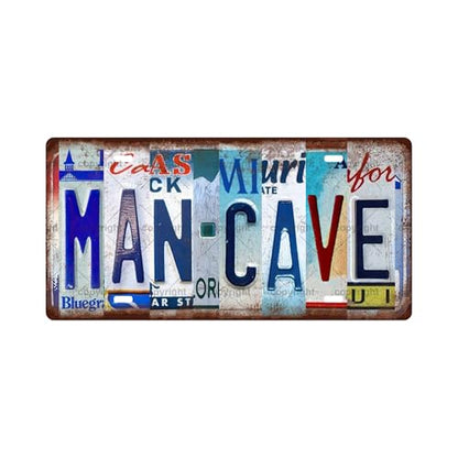 MAN CAVE SPACE Metal Tin Sign License Plate Bar Cafe Garage Cave Home Room Wall Bathroom Farmhouse Garden Porch Patio Decor