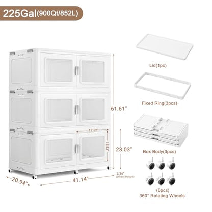 900 Qt Extra Large Stackable Storage Bin with 1 Lid (3 Count)