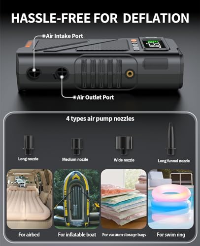 8000A Jump Starter with Air Inflator & Deflator Compressor