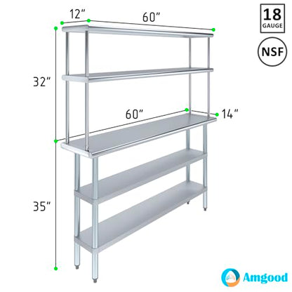 Stainless Steel Work Table with 2 Shelves