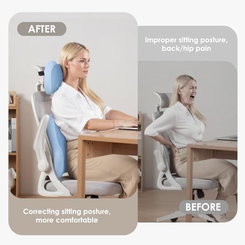 Lumbar Support with Car headrest Back Pillow for Chairs Headrest Pillow for Car Ergonomic Ultrathick Memory Foam Back Pillow for Office Chair
