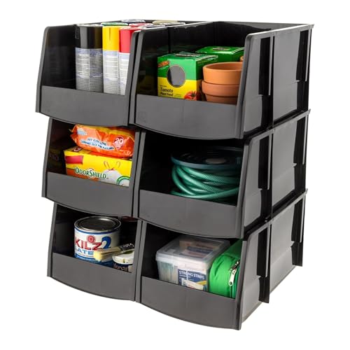 12 Pack Stackable Storage Bins Open Front Plastic Organizer Caddy Basket (12 Count)