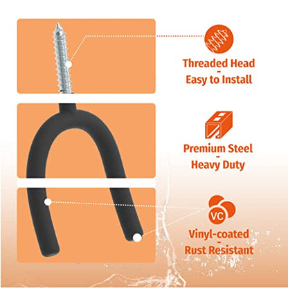 6 Pack Screw in U Hooks Garage Storage Organizers (6 Count)