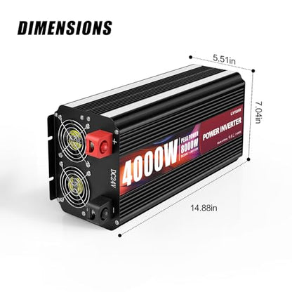 4000 Watt Power Inverter 24V to 110V 120V for Vehicle