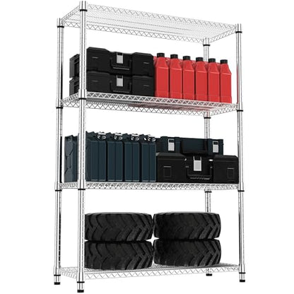 4 Tiers Shelf Metal Storage Shelves 2640 lbs Steel Storage Shelving Utility Shelving Unit Steel Organizer Wire Rack for Home (4 Count)