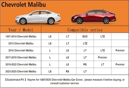7 Layers Waterproof Car Cover for Chevrolet Chevy Malibu 1997