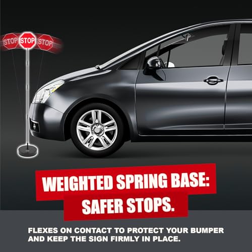 Garage Parking Aid with LED Stop Sign [Upgraded Base]