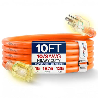10ft Outdoor Indoor Extension Cord 10