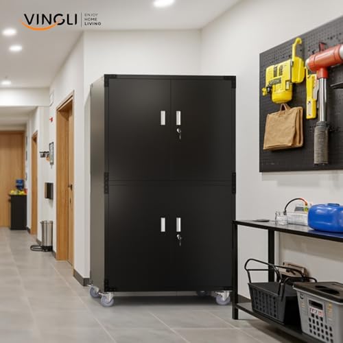 Large Garage Storage Cabinet with 4 Doors
