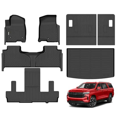 All Weather Floor Mats Cargo Liner Backrest Mat for Chevrolet Suburban 7