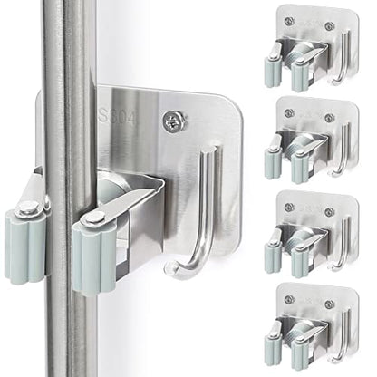 Broom Holder Wall Mount Screw Drilling (4 Count)
