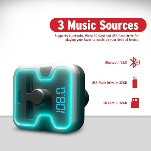 Bluetooth 5.0 Car Adapter Wireless FM Radio Transmitter USB