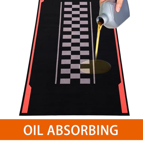 Motorcycle Mat Garage Floor Rug Washable Parking Mats for Garage Floors Non Slip Oil Absorbent Pad Rubber Backing Layer Protects Floor