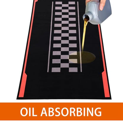 Motorcycle Mat Garage Floor Rug Washable Parking Mats for Garage Floors Non Slip Oil Absorbent Pad Rubber Backing Layer Protects Floor