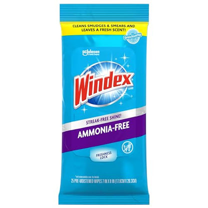 Wipes Glass Cleaning Ammonia Free (25 Count)