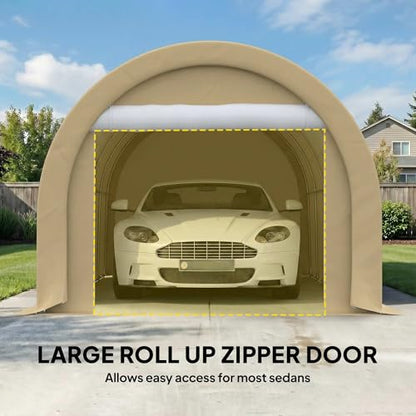 10' x 16' Carport Heavy Duty Portable Garage Storage Tent Beige