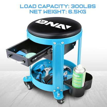 Round Mechanics Roller Seat Creeper Stool with Padded Cushion