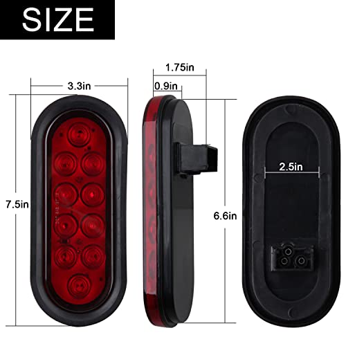 6 Inch Oval LED Trailer Tail Lights 10 LED (10 Count)