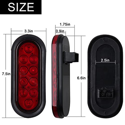 6 Inch Oval LED Trailer Tail Lights 10 LED (10 Count)