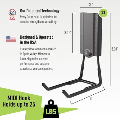 MIDI 4 in Black Open Hooks