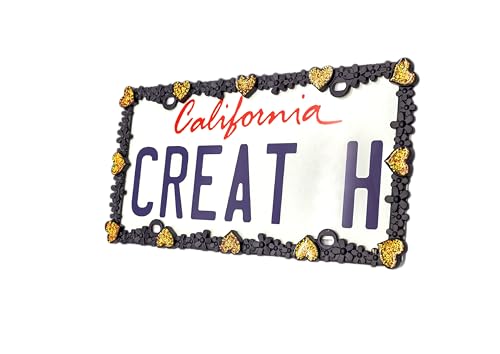 3D Shining Daisy Heart License Plate Frame from Pure Zinc Alloy Metal Perfect Plate Holder