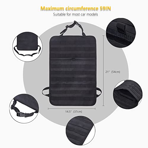 Universal Tactical Car Seat Back Organizer Bag Tactical Molle Vehicle Organizers Panel Vehicle Protector Organizers with 5 Detachable Pouches for Car Truck Ford Jeep