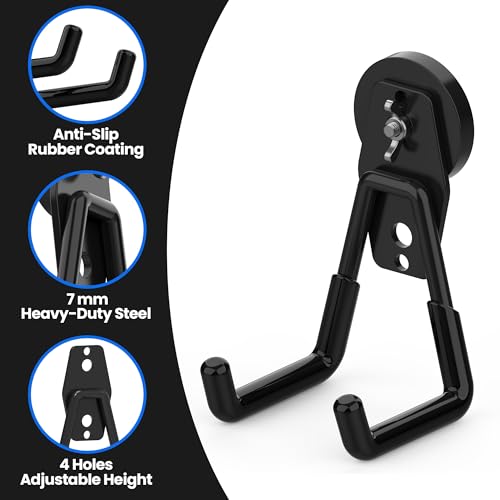 4 Pack Large Magnetic Hooks Heavy Duty Extra Strong Magnetic Garage Hooks Big NdFeB Industrial Magnet Hooks Magnetic Utility Storage Holder Organization with Anti (4 Count)