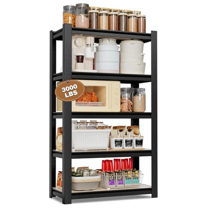 5 Tier Black Shelving with Board (5 Count)