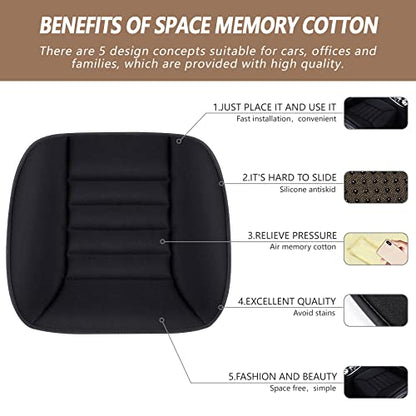 Car Seat Cushion Pad 1.2" Thick Comfort Seat Protector for Car Driver Seat Office Chair Home Use Memory Foam Seat Cushion with Non Slip Bottom