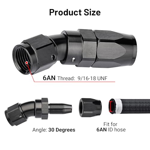 6AN 30 Degree One Piece Full Flow Hose End Fitting Swivel for CPE Braided Hose