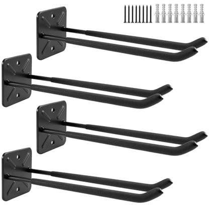 4 Pack Metal Wall Mount Garage Double Storage Hooks (4 Count)