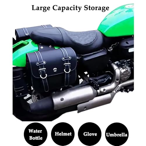 Faux Leather Motorcycle Saddlebags with Lock