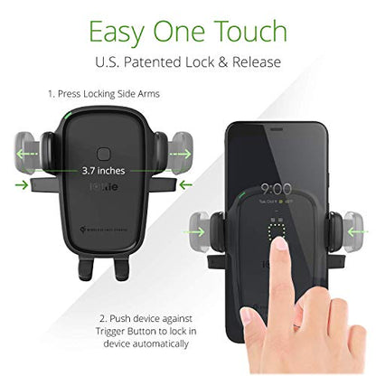 Car Charger Easy One Touch Wireless 2 Qi Charging CD Slot + Air Vent Combo Phone Mount for iPhone