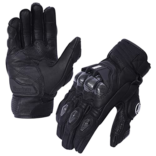 Mens Leather Motorbike Gloves KM046 Black XXL