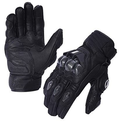 Mens Leather Motorbike Gloves KM046 Black XXL
