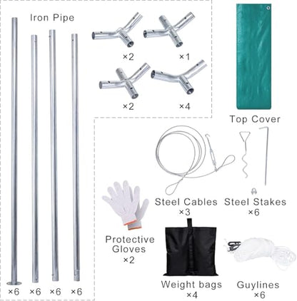 10'x20' Carport Heavy Duty Galvanized Car Canopy with Included Anchor Kit